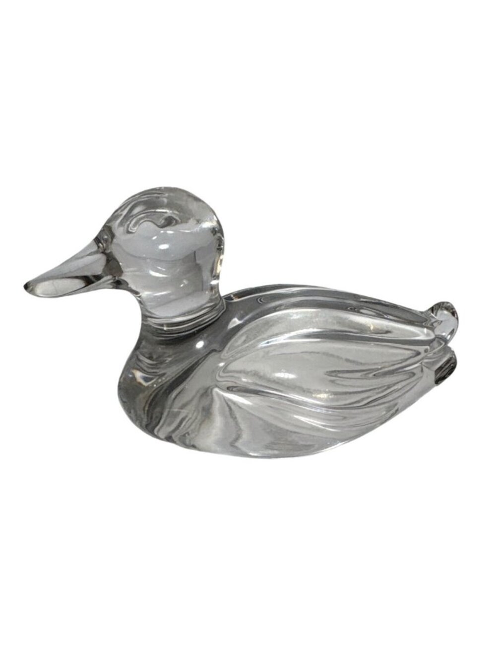 Princess House Lead Crystal Duck Figurine Paperweight 4 x 2.25" Clear Germany